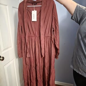 BloomChic Long Sleeve Dress in Deep Rust